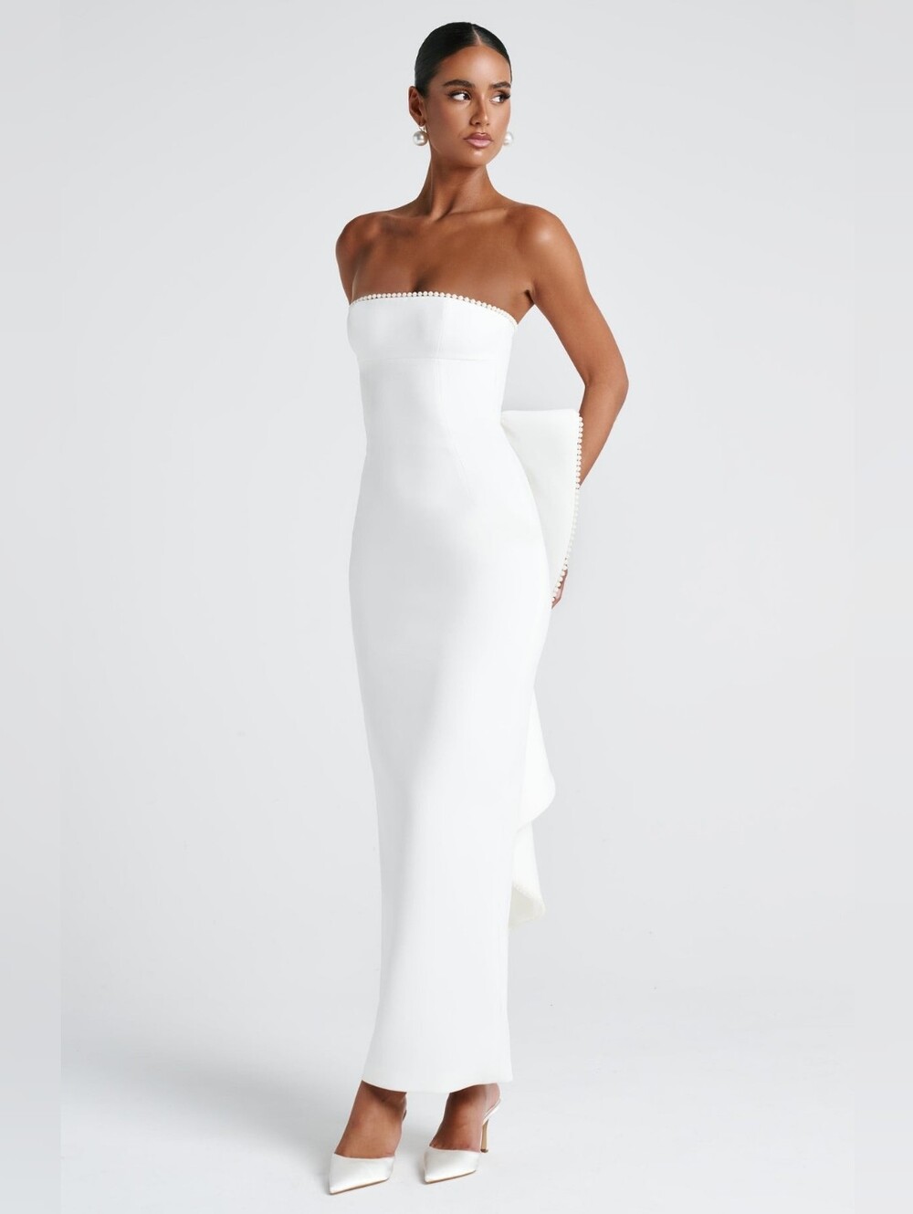 Babyboo Magnolia Maxi Weeding Ivory Bow Dress - Picture 4 of 15